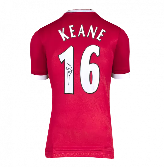 Icons Roy Keane Back Signed Manchester United 2015-16 Home Shirt With Fan Style Numbers In Hero Frame: Option 1