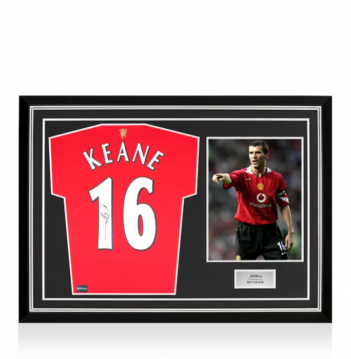icons Roy Keane Back Signed Manchester United 2021-22 Home Shirt In Hero Frame: Option 1