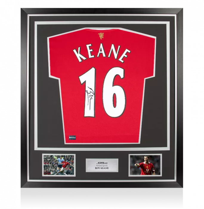 icons Roy Keane Back Signed Manchester United 2021-22 Home Shirt In Classic Frame