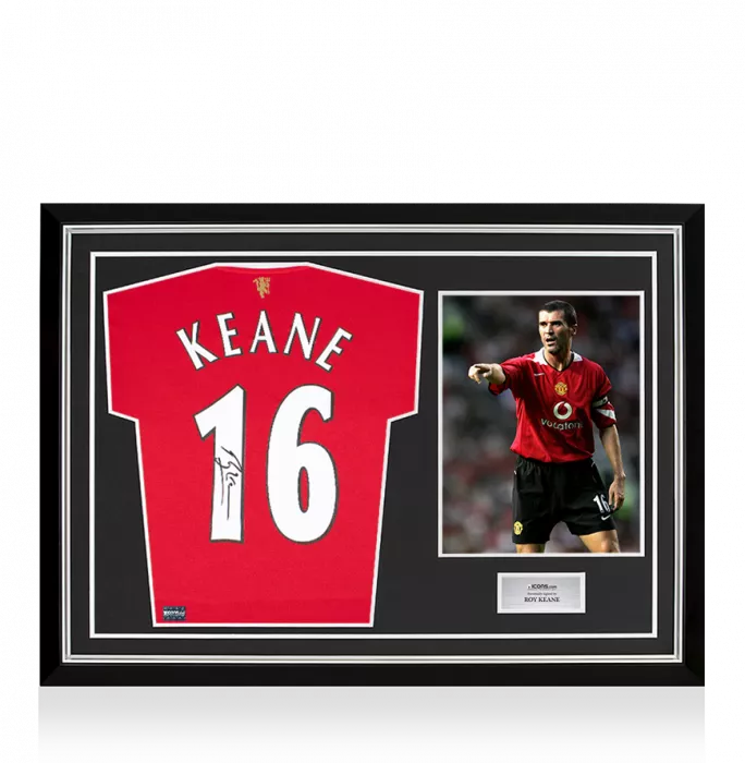 icons Roy Keane Back Signed Manchester United 2021-22 Home Shirt In Hero Frame: Option 1