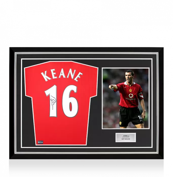 icons Roy Keane Back Signed Manchester United 2022-23 Home Shirt In Hero Frame: Option 1