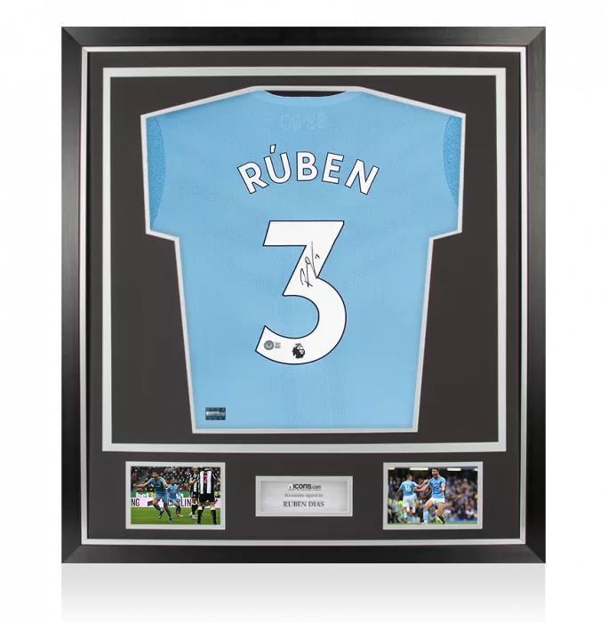 Icons Ruben Dias Back Signed Manchester City 2021-22 Home Shirt In Classic Frame