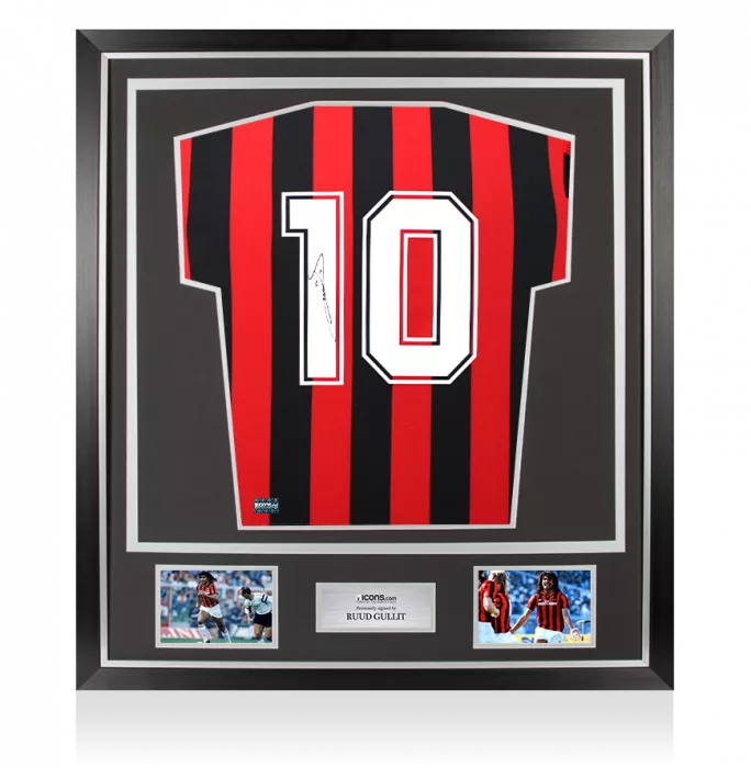 icons Ruud Gullit Back Signed AC Milan 1988 Home Shirt In Classic Frame