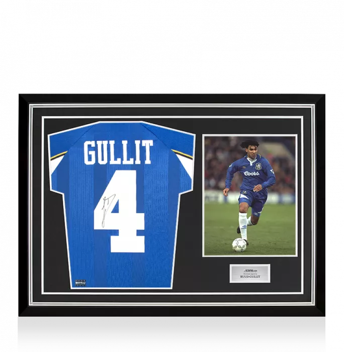icons Ruud Gullit Back Signed Chelsea 1998 ECWC Shirt In Hero Frame: Option 1
