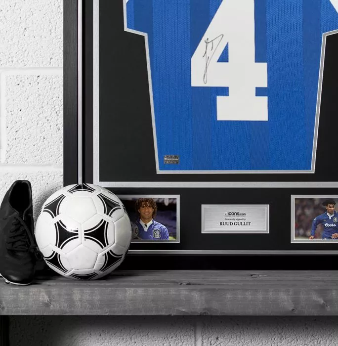 Icons Ruud Gullit Back Signed Chelsea 1998 ECWC Shirt In Classic Frame