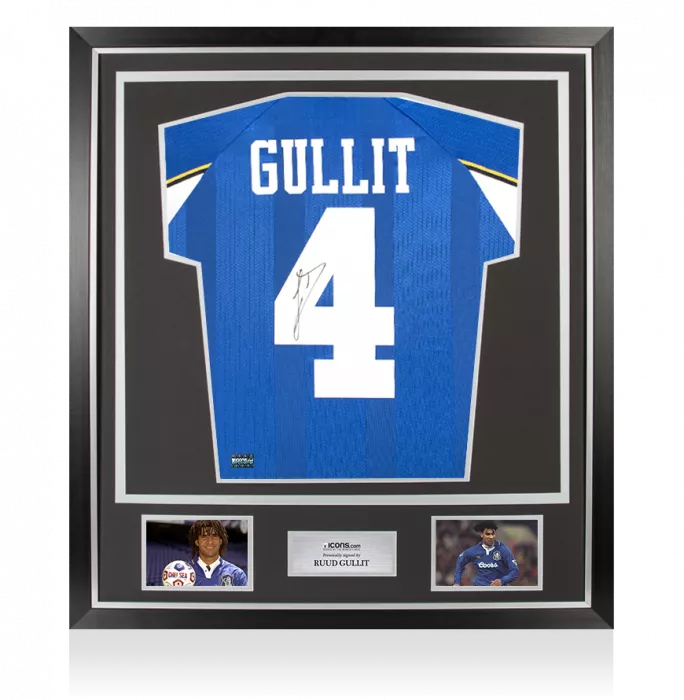 icons Ruud Gullit Back Signed Chelsea 1998 ECWC Shirt In Classic Frame