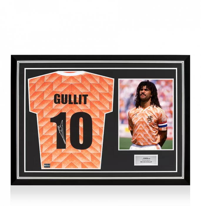 icons Ruud Gullit Back Signed Netherland 1988 Home Shirt In Hero Frame: Option 1