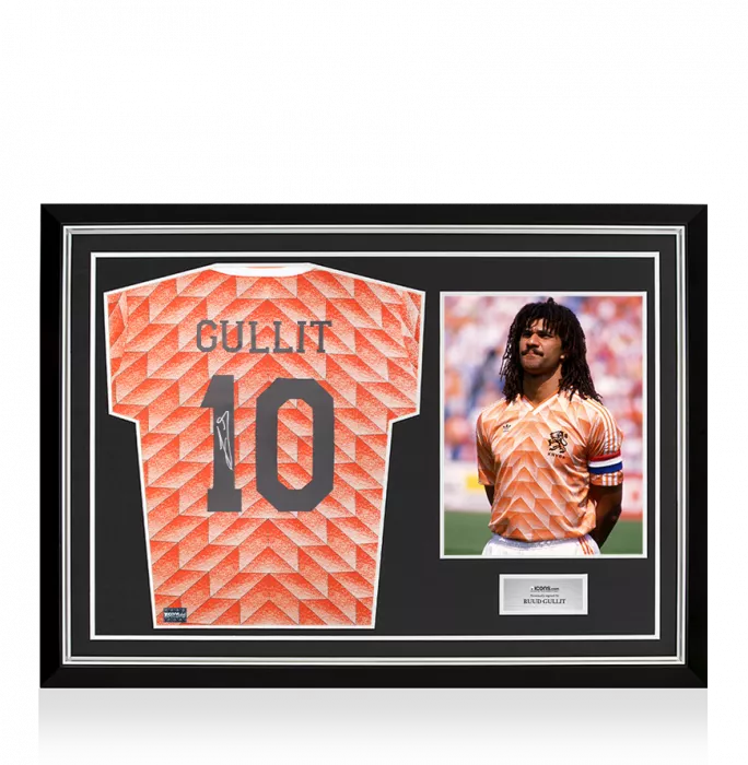icons Ruud Gullit Back Signed Netherlands 1988 Home Shirt In Hero Frame: Option 1
