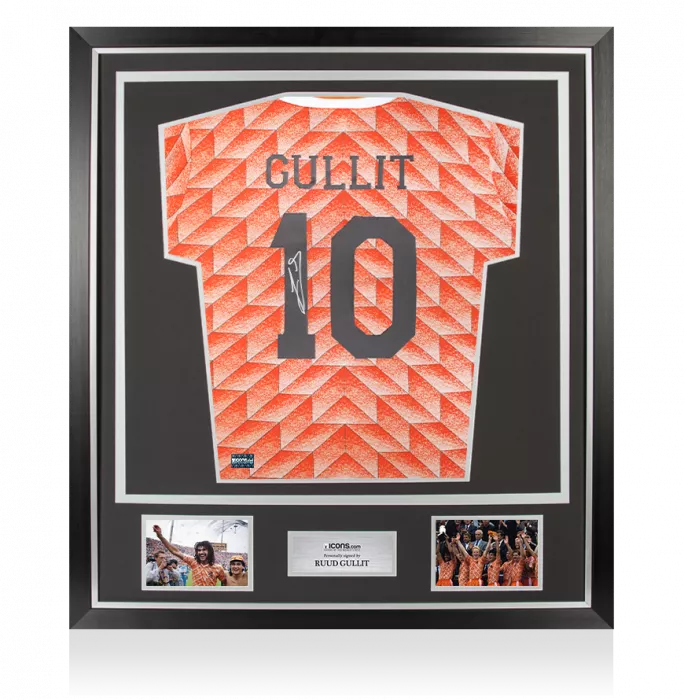 icons Ruud Gullit Back Signed Netherlands 1988 Home Shirt In Classic Frame