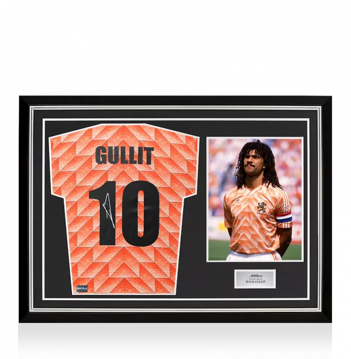 icons Ruud Gullit Back Signed Netherlands 1988 Home Shirt In Hero Frame: Option 1