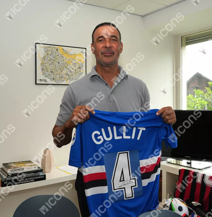 Icons Ruud Gullit Back Signed Sampdoria Home Shirt With Fan Style Numbers In Classic Frame