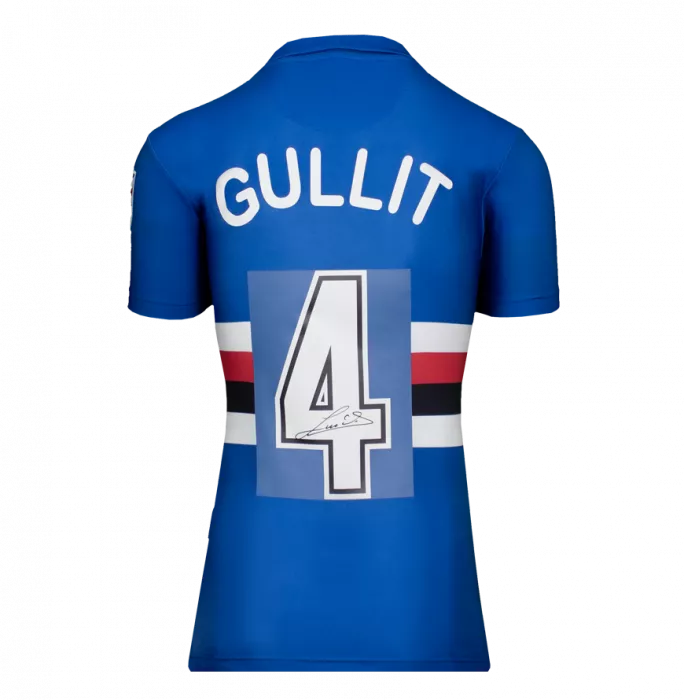 Icons Ruud Gullit Back Signed Sampdoria Home Shirt With Fan Style Numbers In Hero Frame: Option 1
