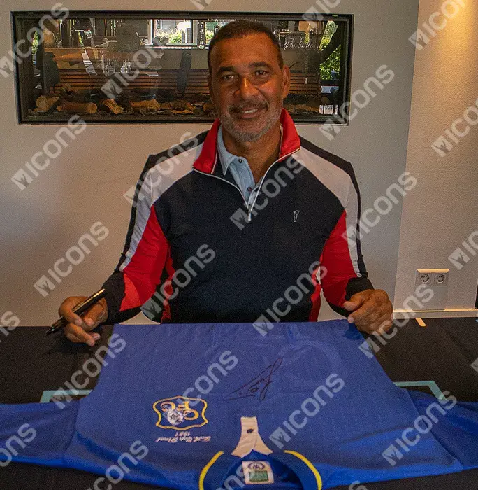Icons Ruud Gullit Front Signed Retro Chelsea Home Shirt: 1997 FA Cup Final Edition