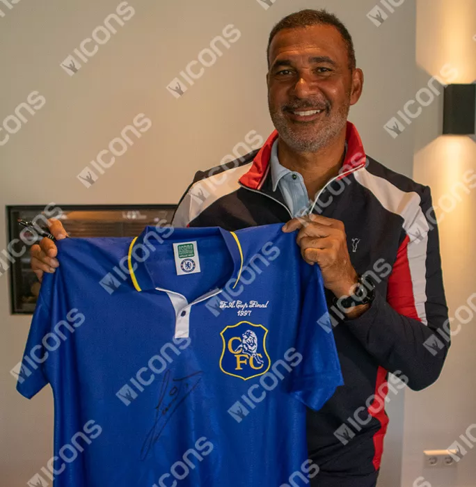 Icons Ruud Gullit Front Signed Retro Chelsea Home Shirt: 1997 FA Cup Final Edition
