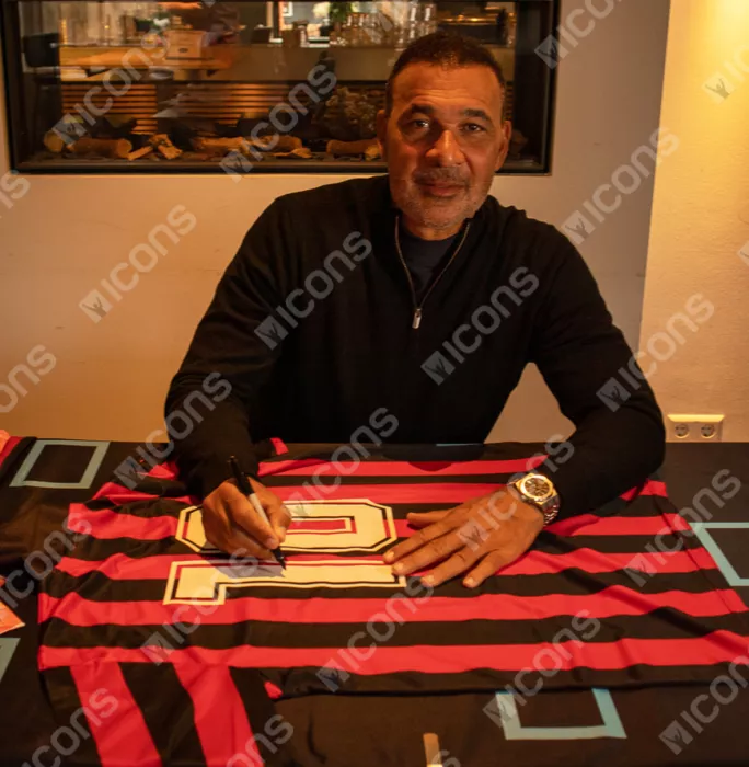 Icons Ruud Gullit Official AC Milan Back Signed And Framed Retro Home Shirt