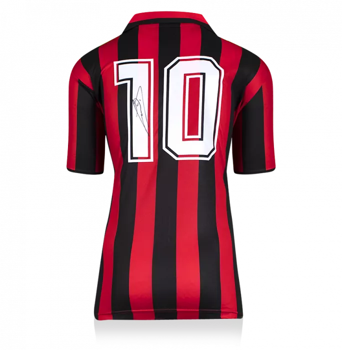Icons Ruud Gullit Official AC Milan Back Signed And Framed Retro Home Shirt