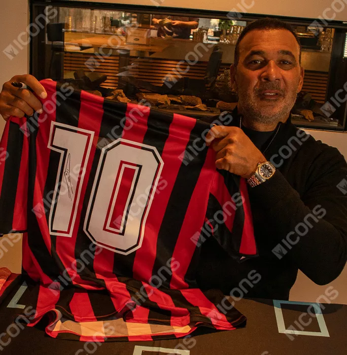 Icons Ruud Gullit Official AC Milan Back Signed And Framed Retro Home Shirt