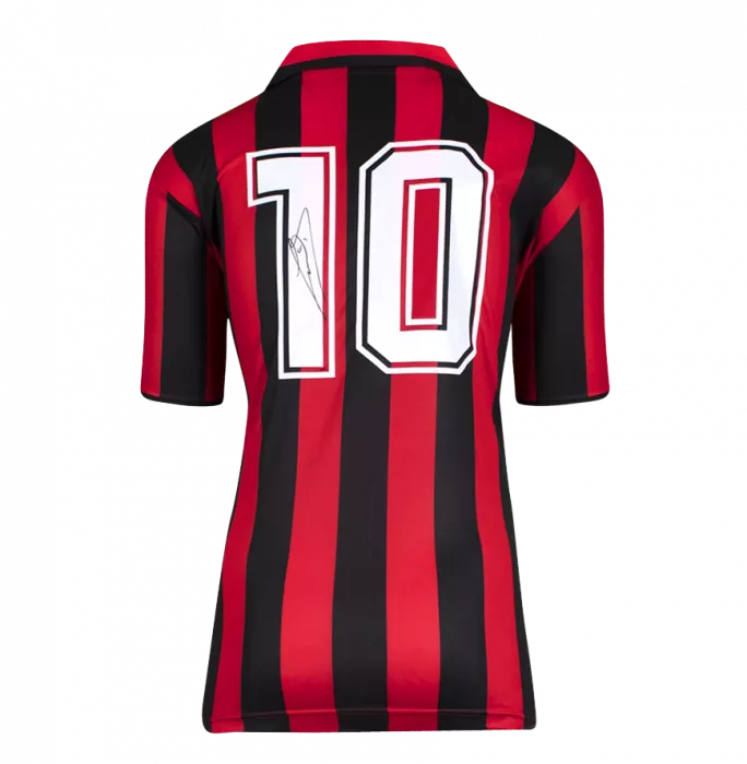 Icons Ruud Gullit Official Ballon D'Or™ Back Signed And Hero Framed AC Milan 1988 Home Shirt