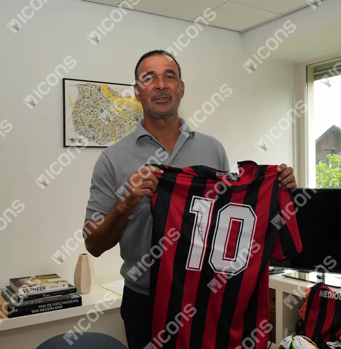 Icons Ruud Gullit Official Ballon D'Or™ Back Signed And Hero Framed AC Milan 1988 Home Shirt