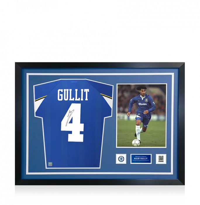 icons Ruud Gullit Official Chelsea FC Signed and Framed 1998 ECWC Shirt