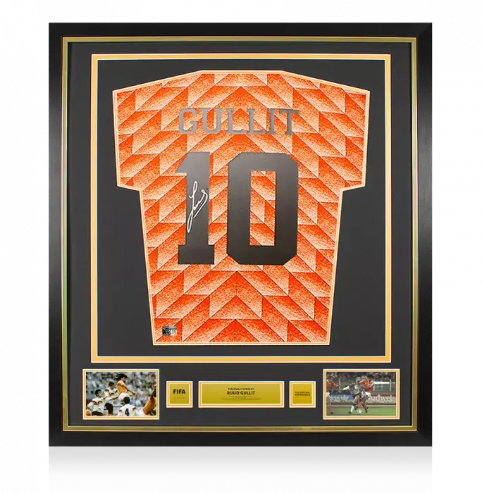 icons Ruud Gullit Official FIFA World Cup™ Back Signed and Framed Netherlands Retro 1988 Home Shirt