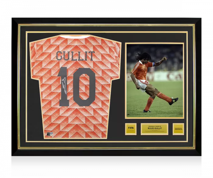 icons Ruud Gullit Official FIFA World Cup™ Back Signed and Hero Framed Netherlands 1988 Home Shirt