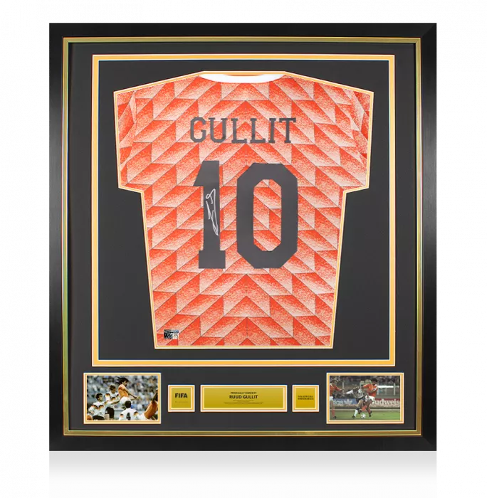 icons Ruud Gullit Official FIFA World Cup™ Back Signed and Framed Netherlands 1988 Home Shirt
