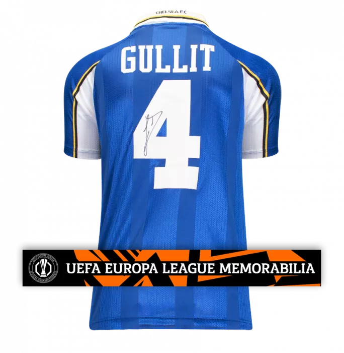 icons Ruud Gullit Official UEFA Europa League Back Signed Chelsea 1998 ECWC Shirt