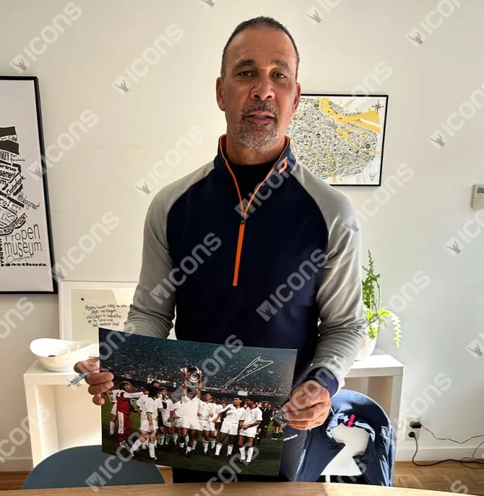 Icons Ruud Gullit Signed AC Milan Photo In Black Wooden Frame: 1989 UEFA Champions League Winner