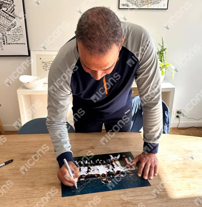 Icons Ruud Gullit Signed AC Milan Photo In Black Wooden Frame: 1989 UEFA Champions League Winner
