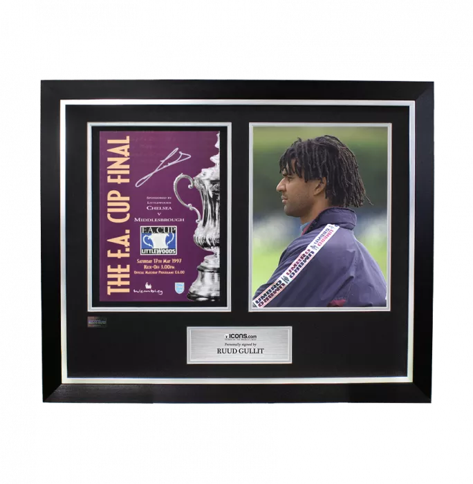 icons Ruud Gullit Signed and Framed Programme: 1997 FA Cup Final