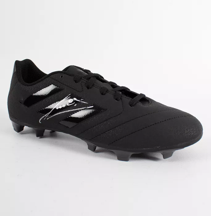 Icons Ruud Gullit Signed Black Adidas Blackout Boot In Acrylic Case