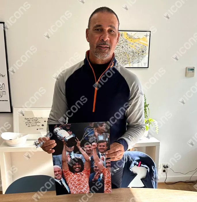 Icons Ruud Gullit Signed Netherlands Photo In Black Wooden Frame: UEFA EURO 1988 Winner