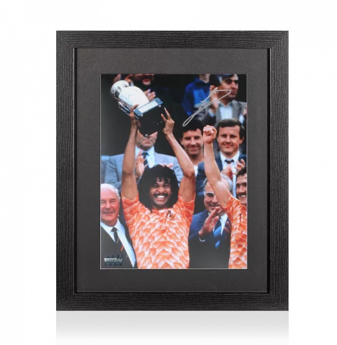 icons Ruud Gullit Signed Netherlands Photo In Black Wooden Frame: UEFA EURO 1988 Winner