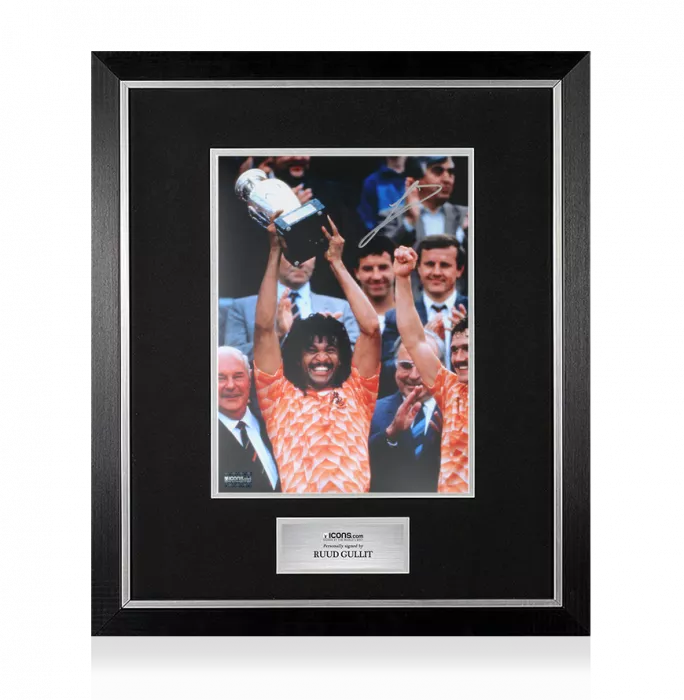 icons Ruud Gullit Signed Netherlands Photo In Premium Photo Frame: UEFA EURO 1988 Winner