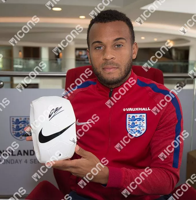 Icons Ryan Bertrand Official England Signed Nike Football In Acrylic Case
