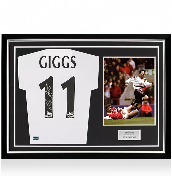 icons Ryan Giggs Back Signed Modern Manchester United Away Shirt In Hero Frame: Option 1