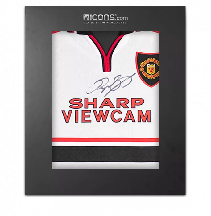 icons Ryan Giggs Front Signed Manchester United 1999-00 Away Shirt In Deluxe Packaging
