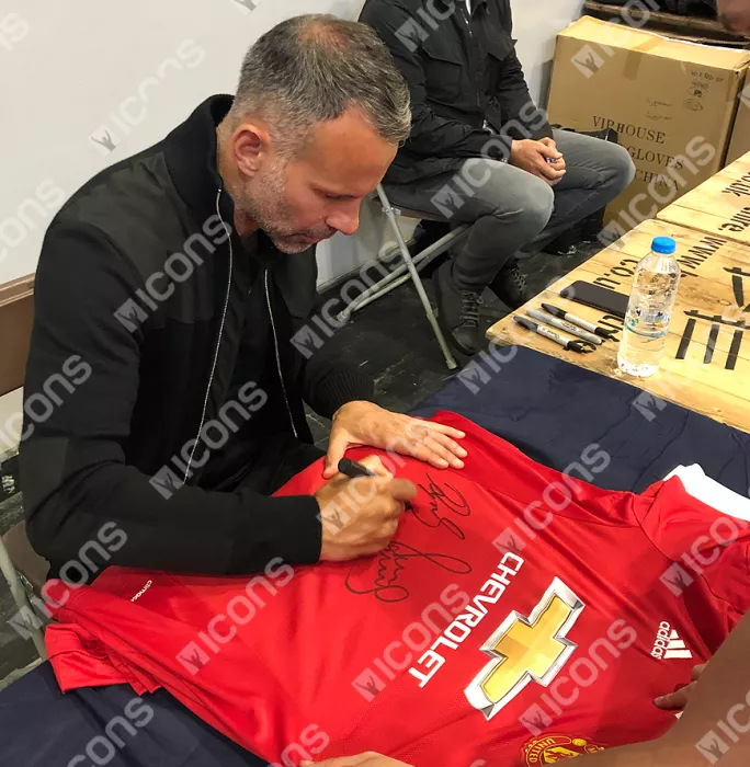 Icons Ryan Giggs & Paul Scholes Front Signed Modern Manchester United Home Shirt