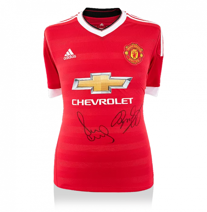 icons Ryan Giggs & Paul Scholes Front Signed Modern Manchester United Home Shirt