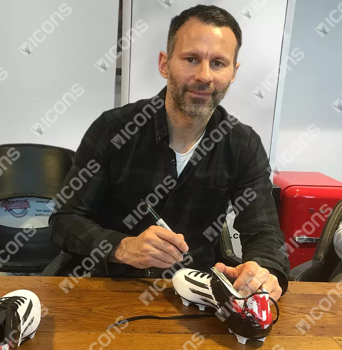Icons Ryan Giggs Signed Black And White Adidas Boot