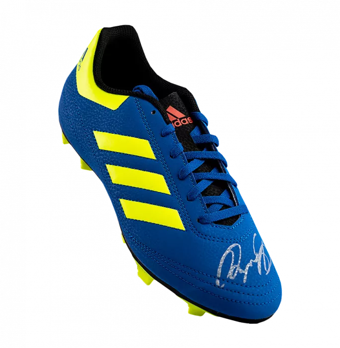 Icons Ryan Giggs Signed Blue And Yellow Adidas Boot In Acrylic Case
