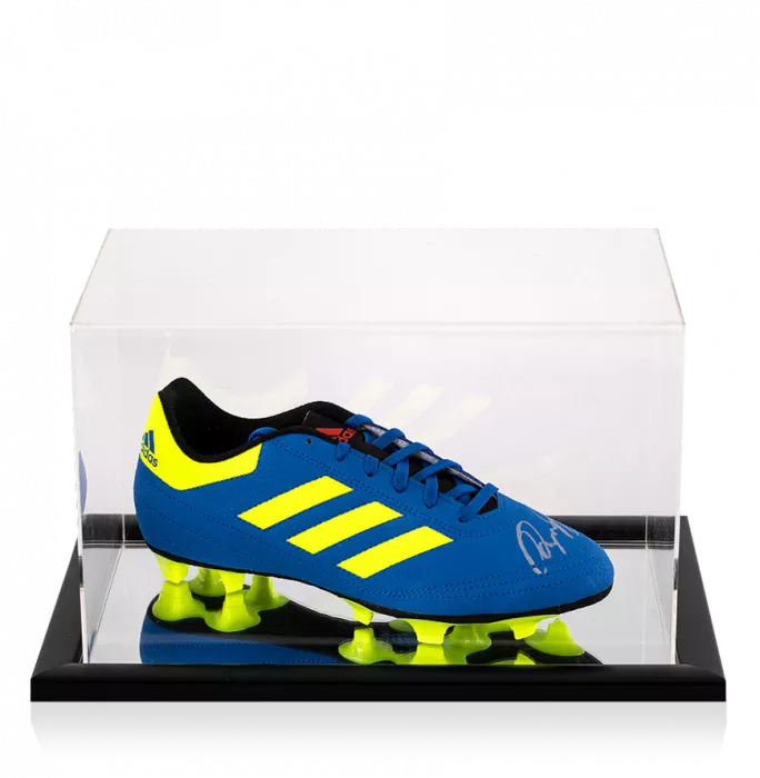 Icons Ryan Giggs Signed Blue And Yellow Adidas Boot In Acrylic Case
