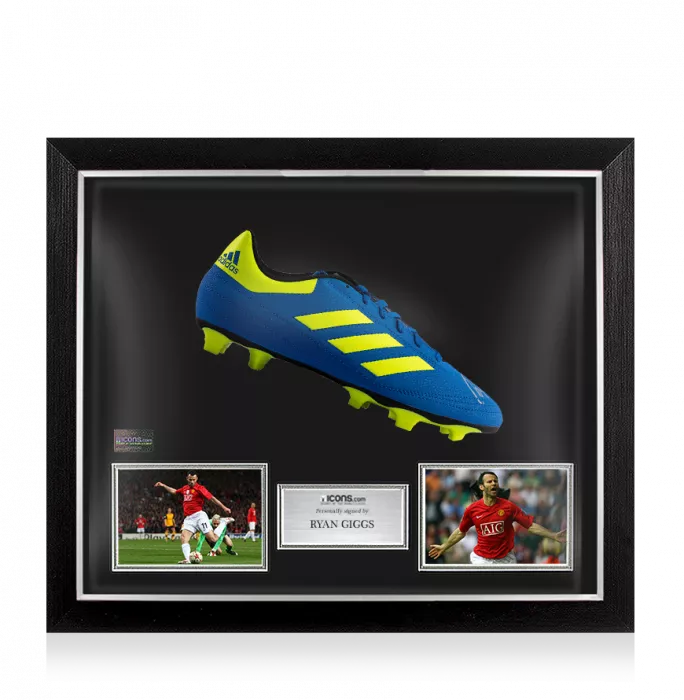 Icons Ryan Giggs Signed Blue And Yellow Adidas Boot In Bubble Frame: Manchester United
