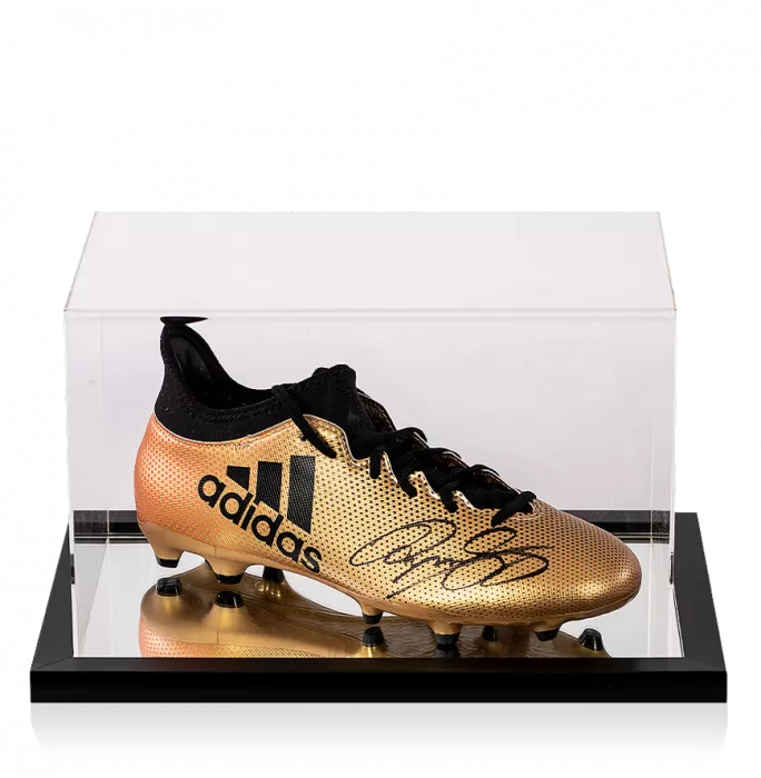 icons Ryan Giggs Signed Gold Adidas X Boot In Acrylic Case