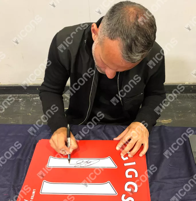 Icons Ryan Giggs Signed Manchester United Home Shirt Print In Black Wooden Frame: Limited Edition 'Giggs 11'