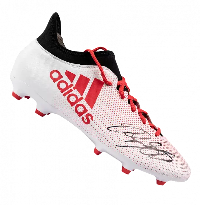 Icons Ryan Giggs Signed White And Red Adidas X Boot In Acrylic Case