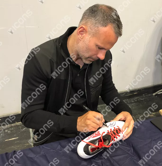 Icons Ryan Giggs Signed White And Red Adidas X Boot In Bubble Frame: Option 1