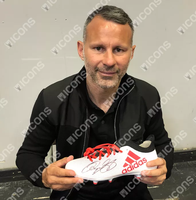 Icons Ryan Giggs Signed White And Red Adidas X Boot In Bubble Frame: Option 1