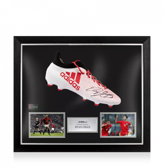icons Ryan Giggs Signed White and Red Adidas X Boot In Bubble Frame: Option 1
